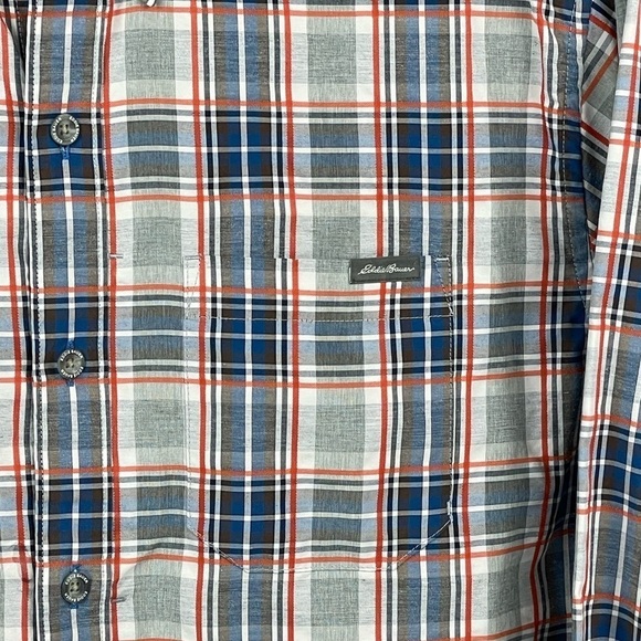 Eddie Bauer Travex Shirt Mens Large Gray Plaid Long Sleeve Button Up Classic Fit - Picture 4 of 9